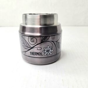 Thermos Brand Small, Wide mouth soup thermos. Stainless Steel, Floral